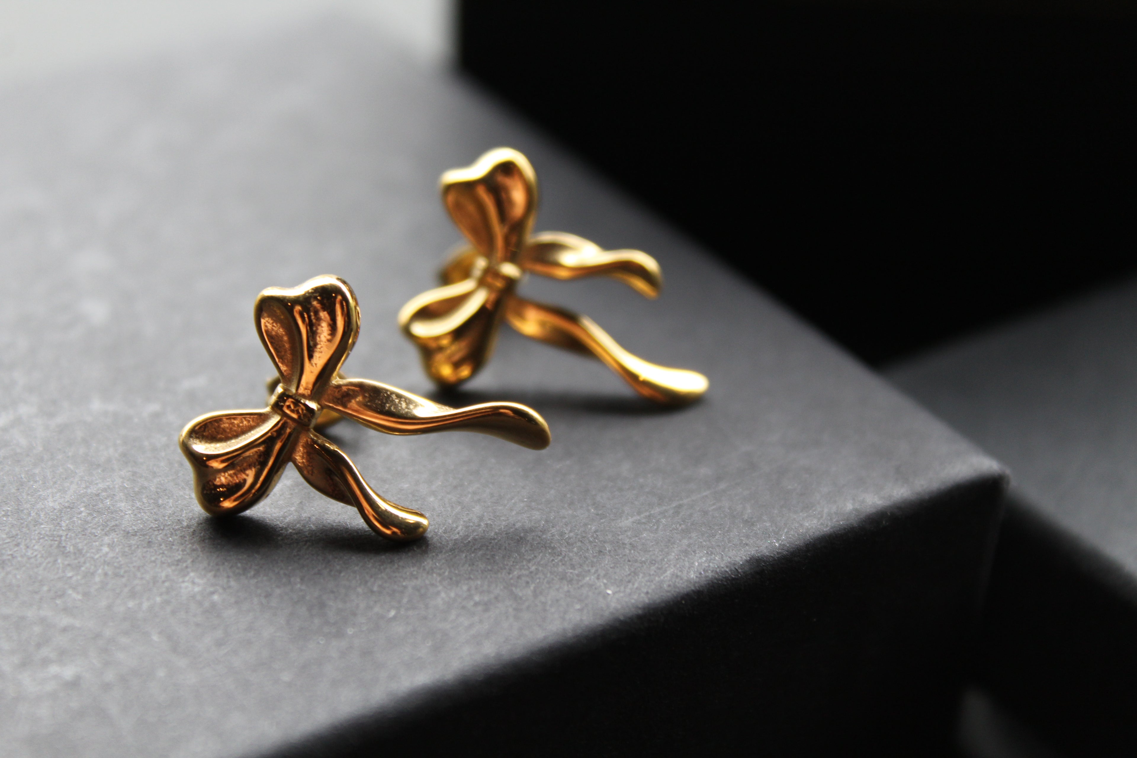 The Serenity Ribbon Bow Dainty Stud Earrings