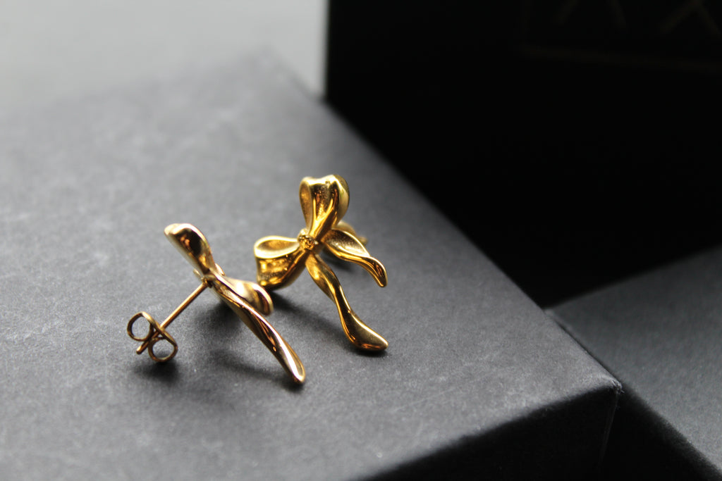 The Serenity Ribbon Bow Dainty Stud Earrings