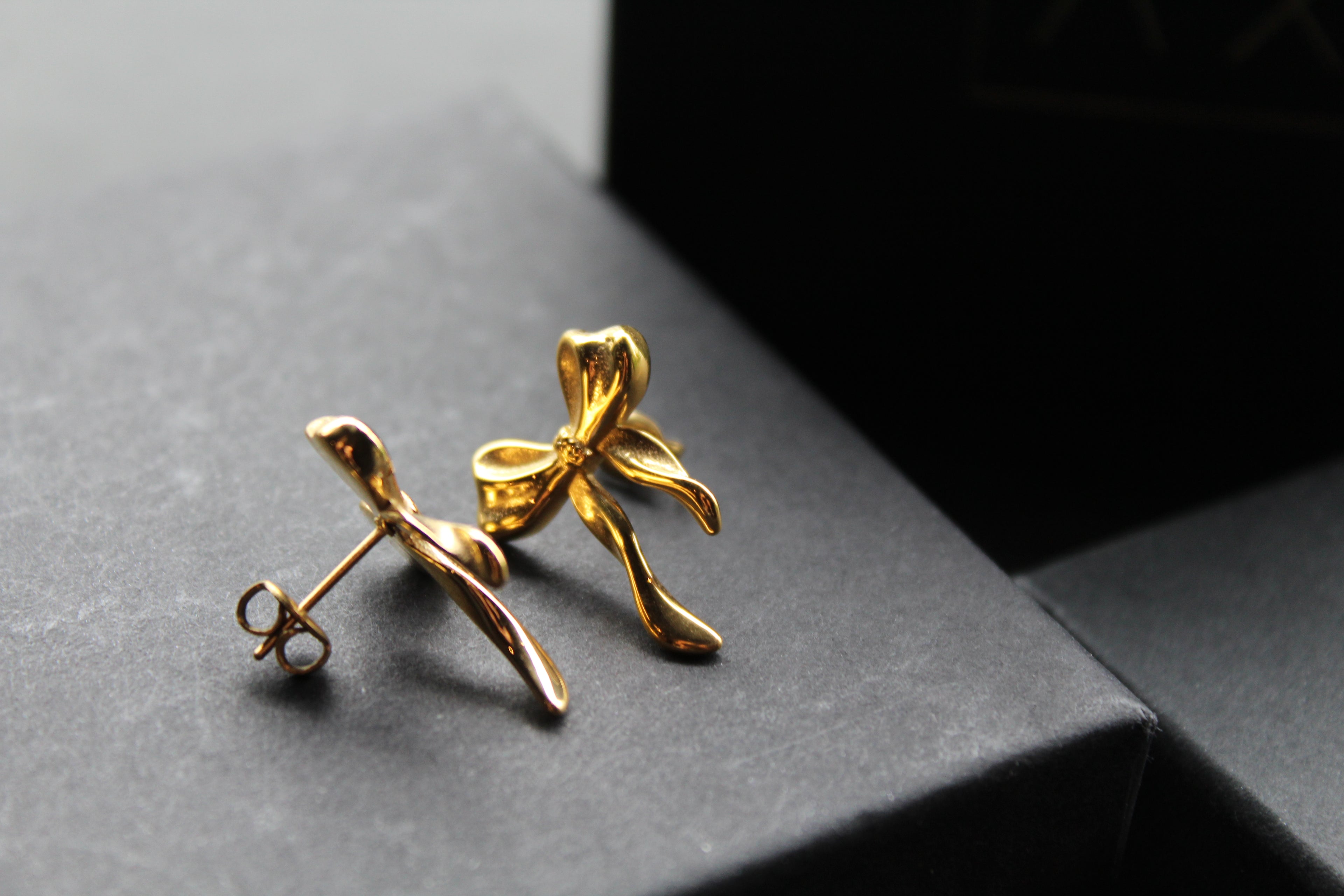 The Serenity Ribbon Bow Dainty Stud Earrings