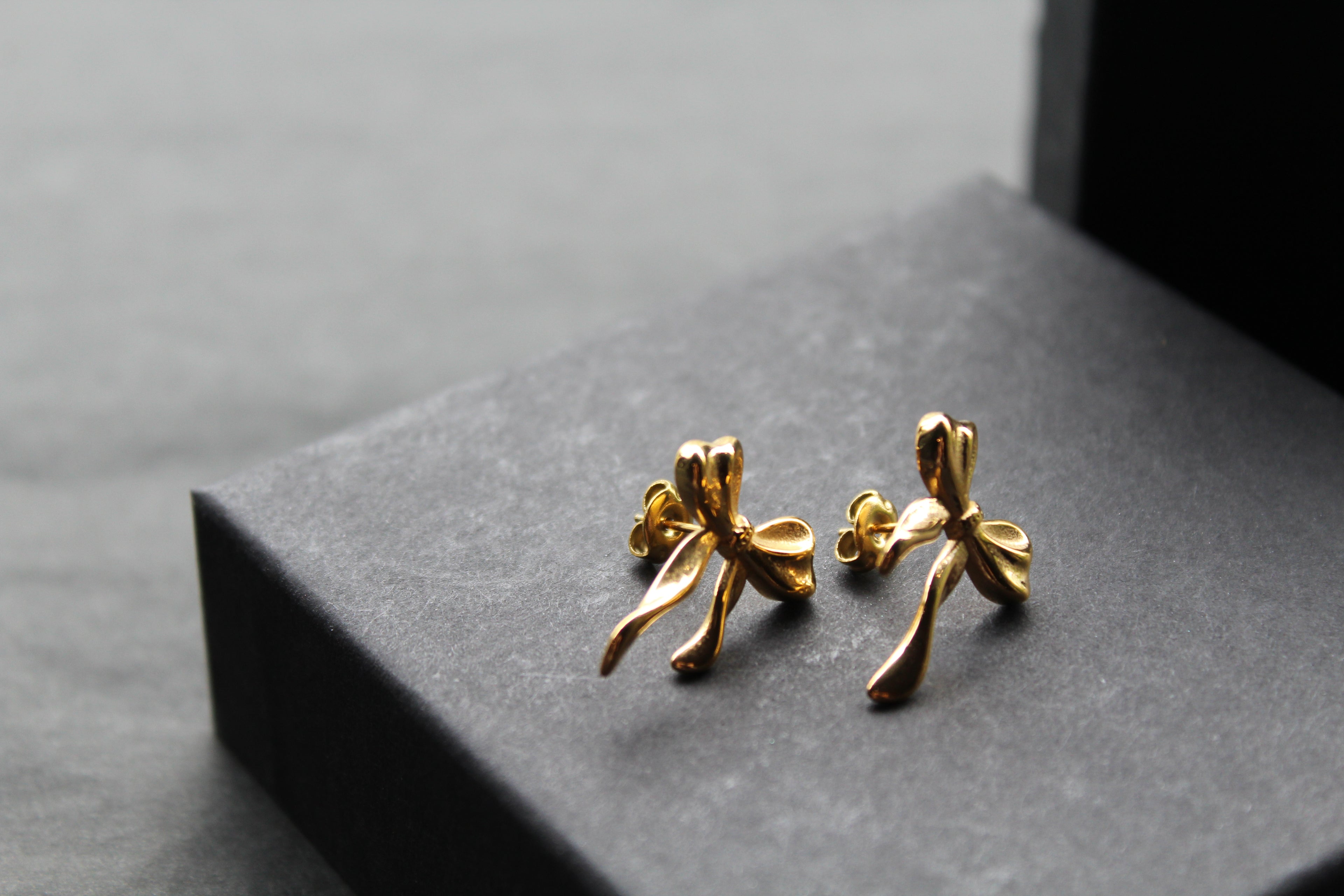 The Serenity Ribbon Bow Dainty Stud Earrings