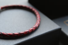 Load image into Gallery viewer, Single Plait Thin Leather Bracelet 21cm
