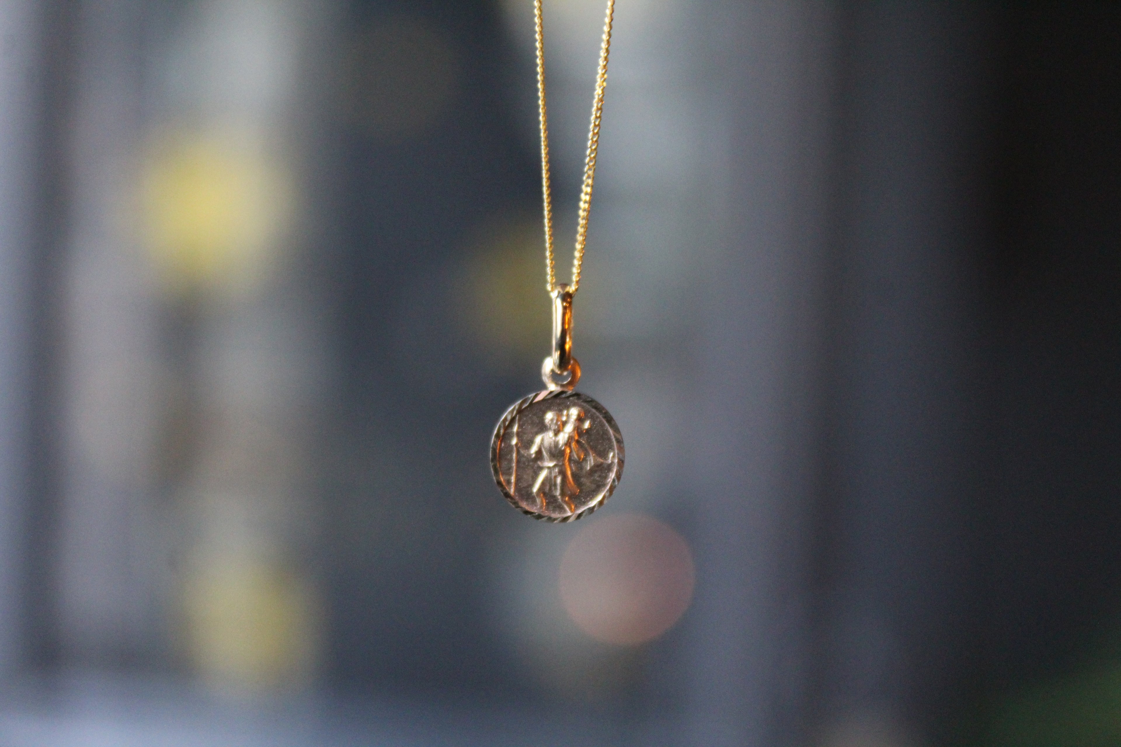 Tiny 9ct Gold St Christopher and Chain