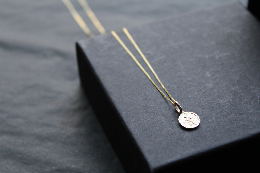 Tiny 9ct Gold St Christopher and Chain