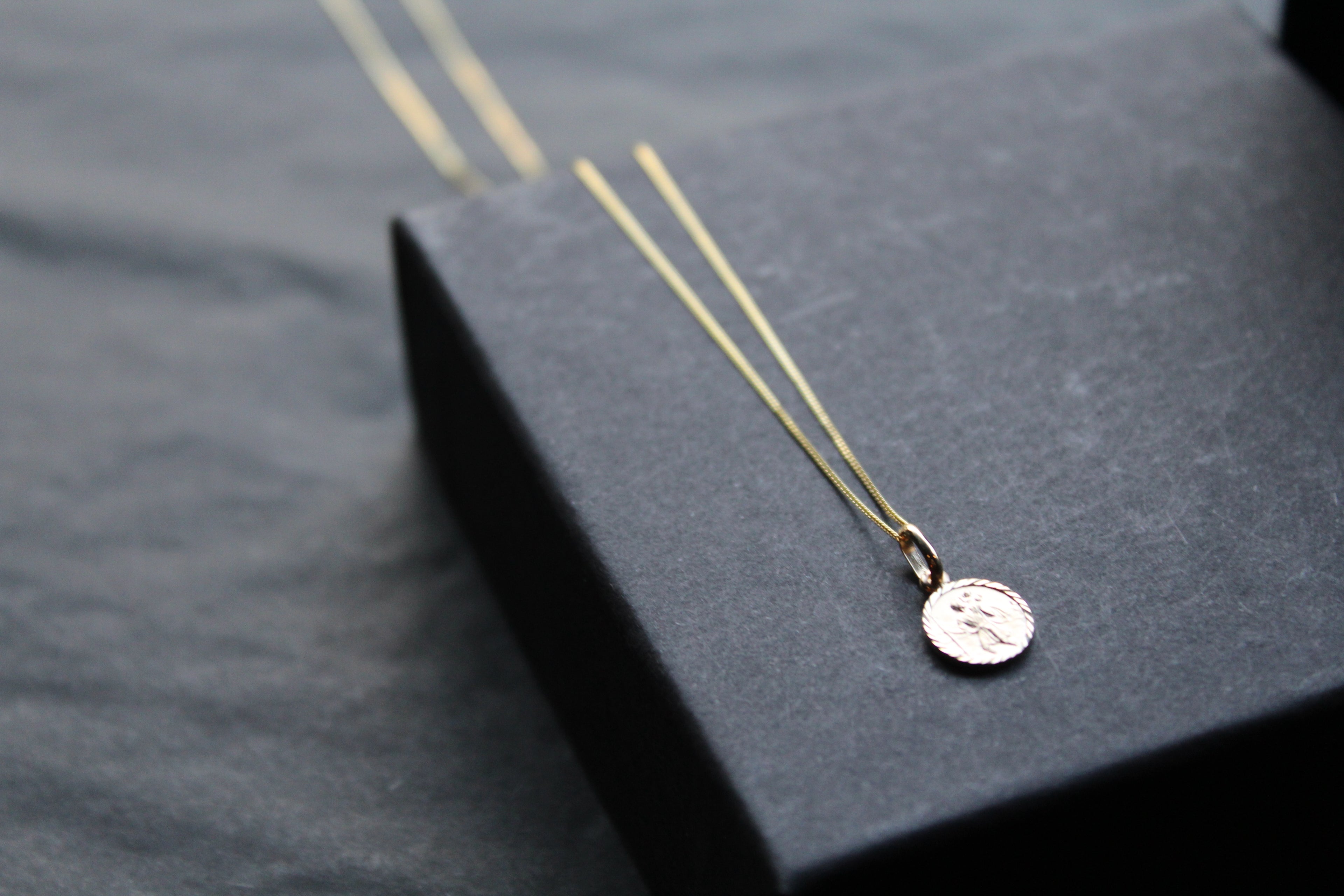 Tiny 9ct Gold St Christopher and Chain