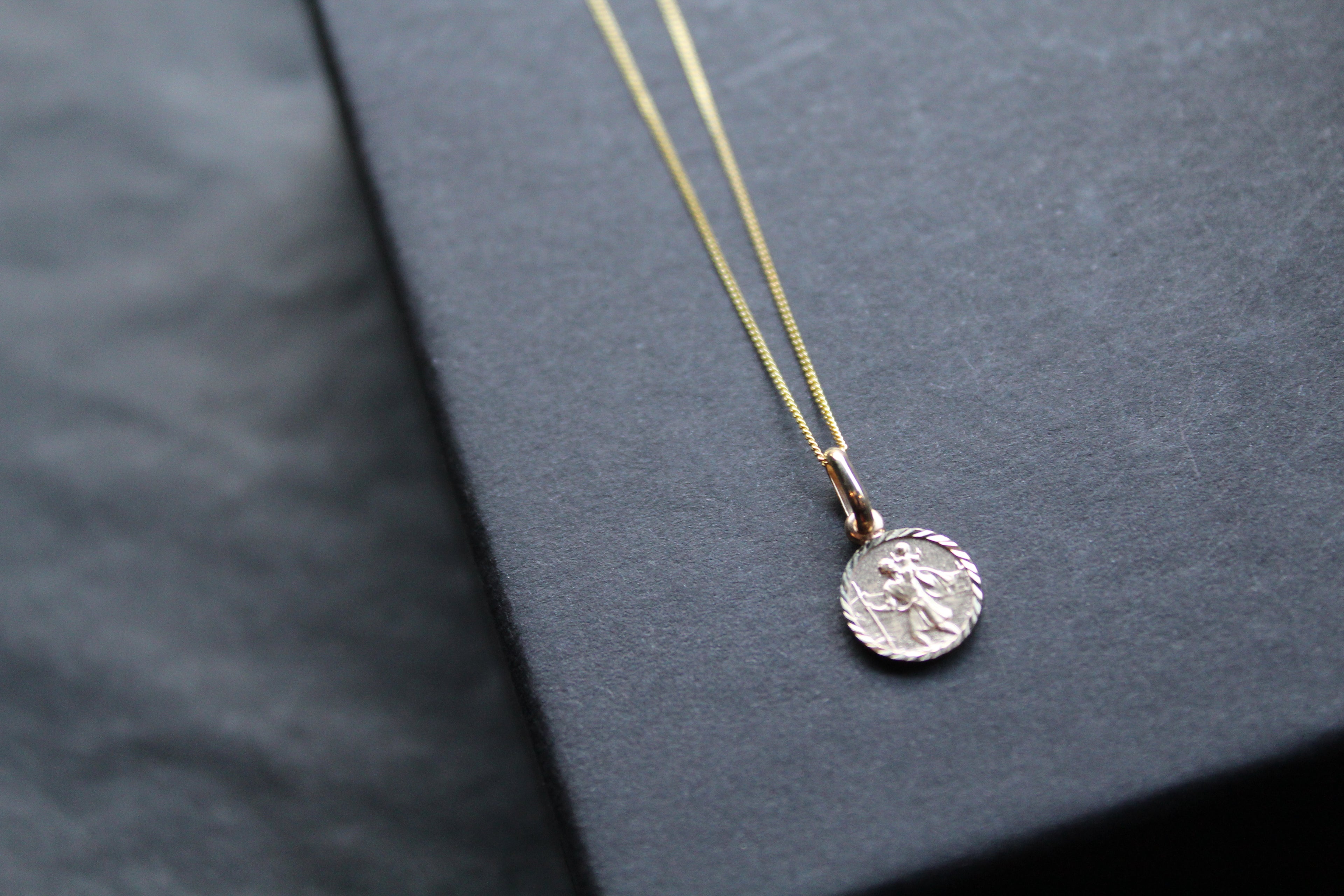 Tiny 9ct Gold St Christopher and Chain