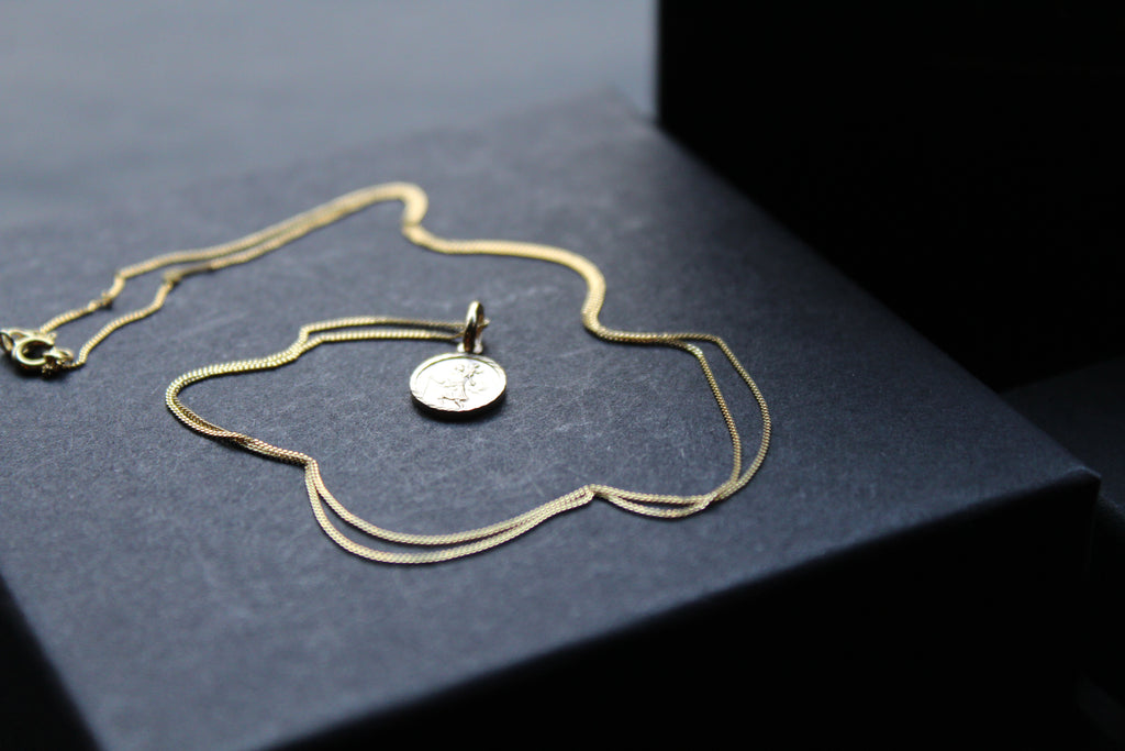 Tiny 9ct Gold St Christopher and Chain