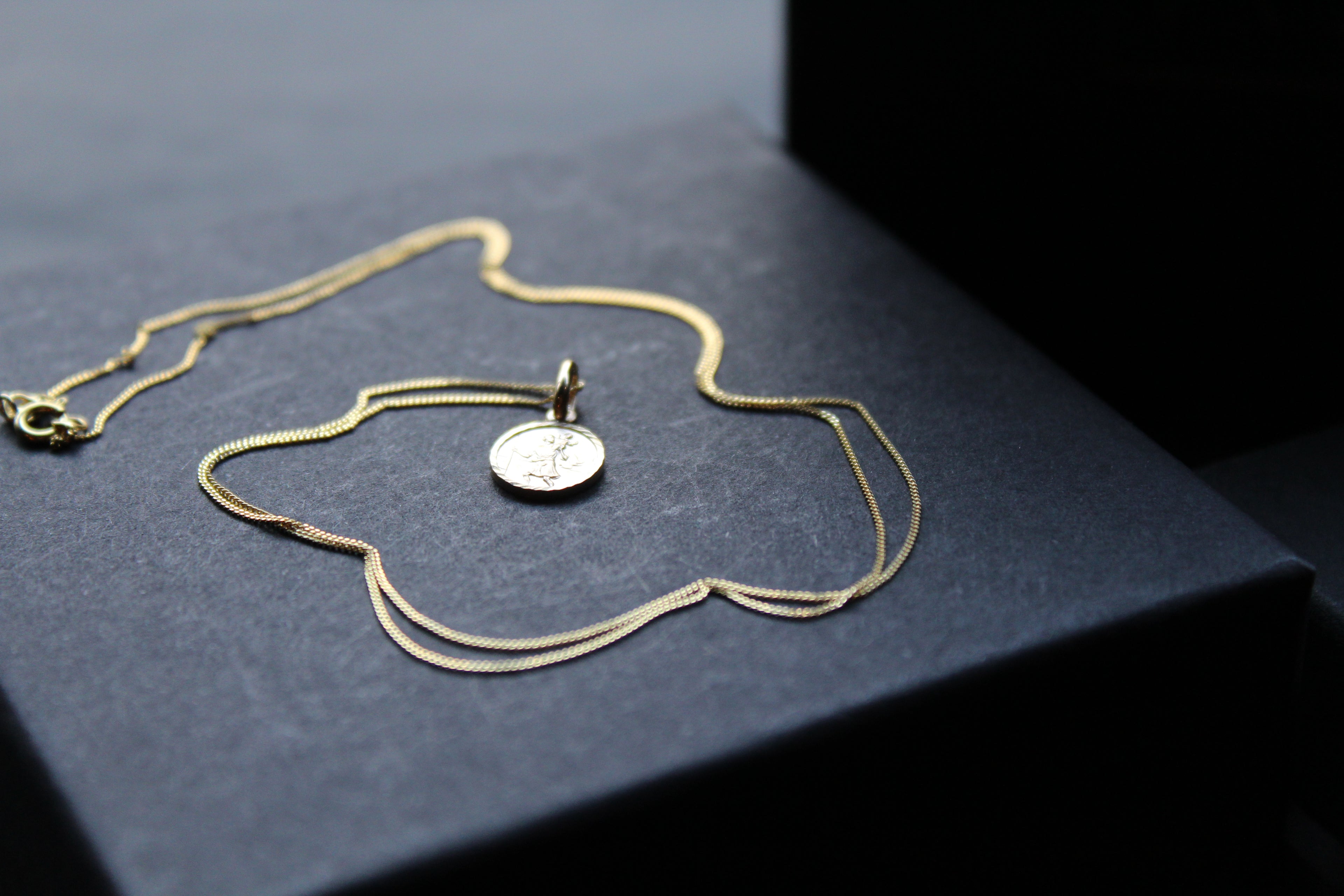 Tiny 9ct Gold St Christopher and Chain