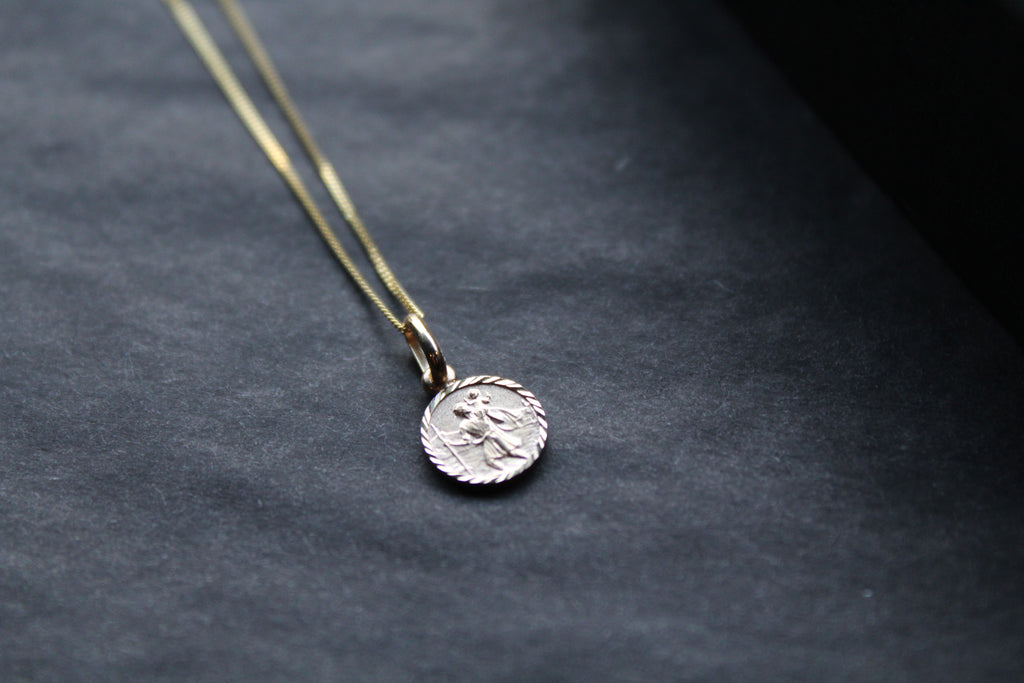 Tiny 9ct Gold St Christopher and Chain