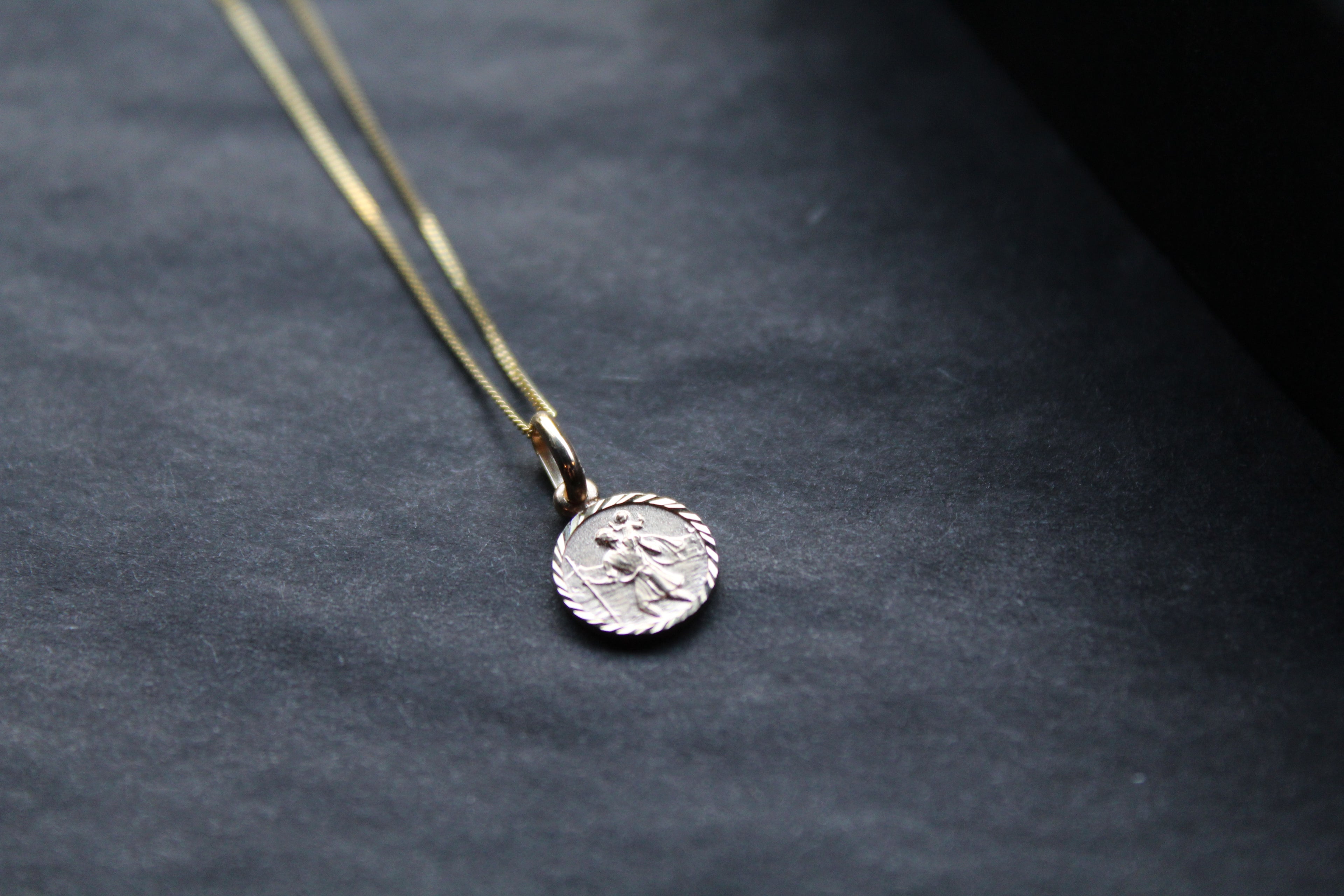 Tiny 9ct Gold St Christopher and Chain