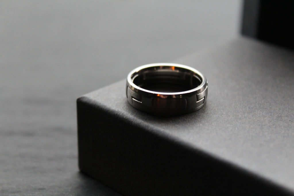 Greek Key Titanium Puzzle Ring