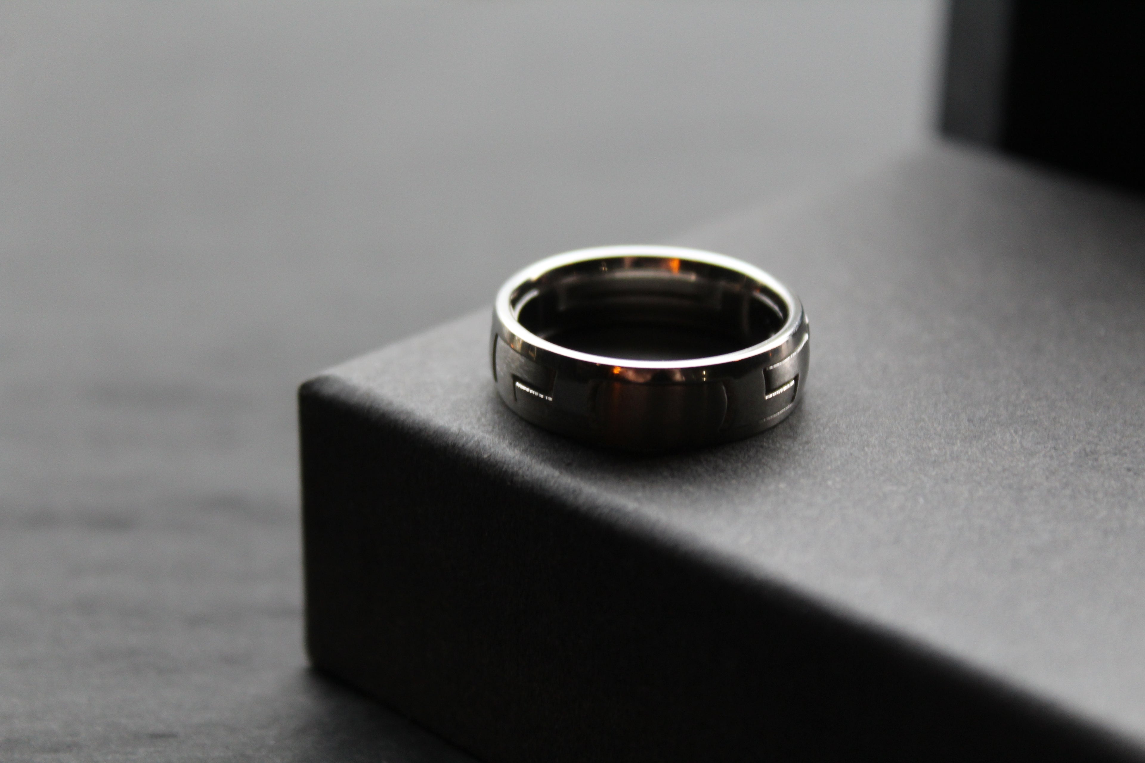 Greek Key Titanium Puzzle Ring