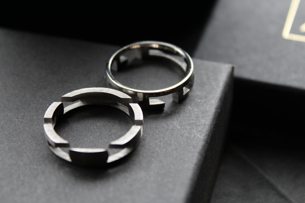 Greek Key Titanium Puzzle Ring