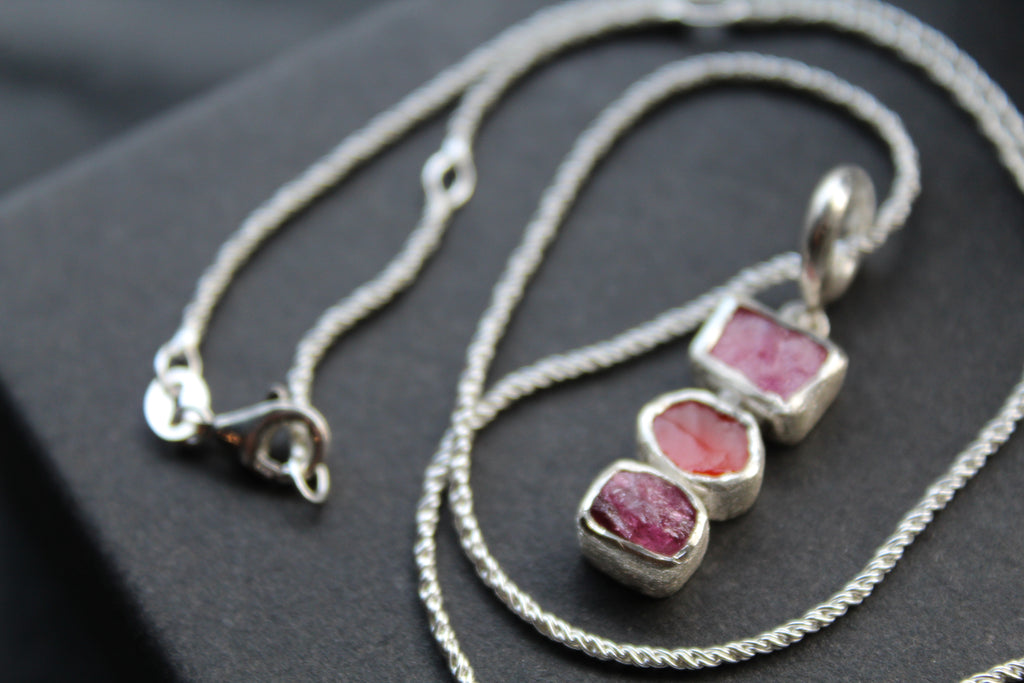 Tourmaline, Ruby and Carnelian Gem Stone Necklace