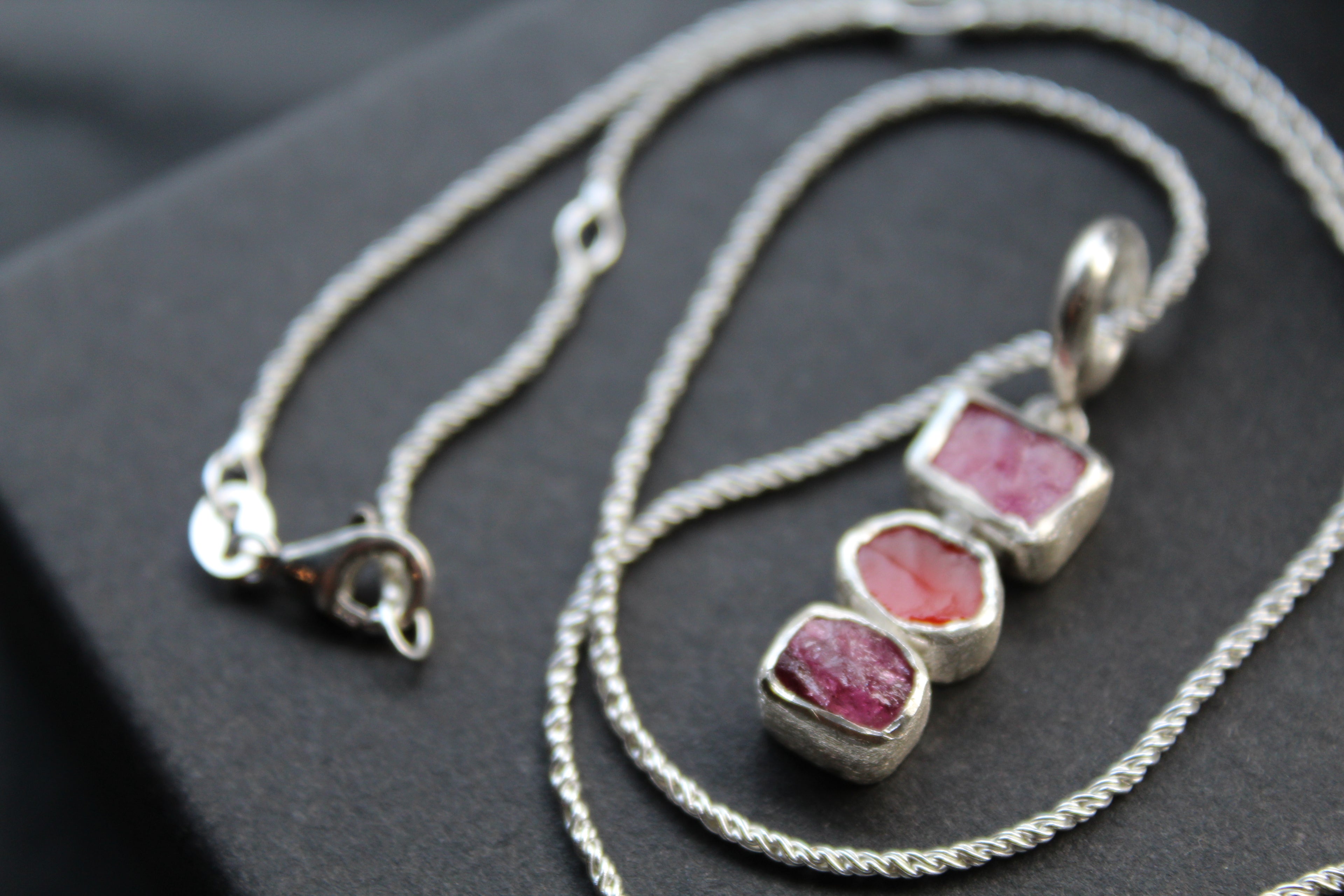 Tourmaline, Ruby and Carnelian Gem Stone Necklace