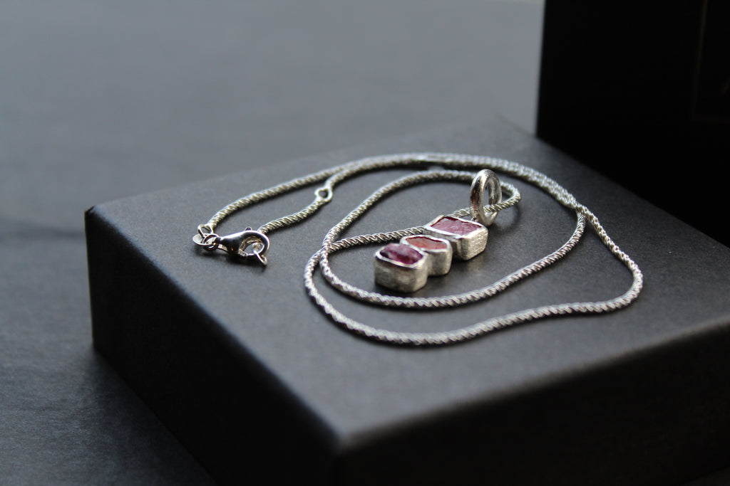 Tourmaline, Ruby and Carnelian Gem Stone Necklace