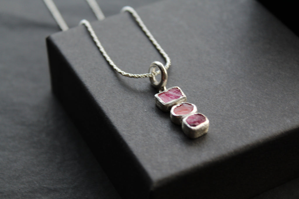 Tourmaline, Ruby and Carnelian Gem Stone Necklace