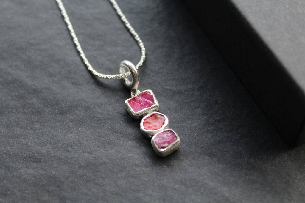 Tourmaline, Ruby and Carnelian Gem Stone Necklace