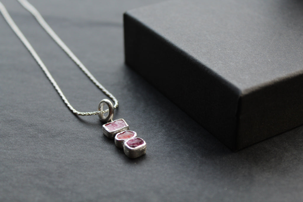 Tourmaline, Ruby and Carnelian Gem Stone Necklace