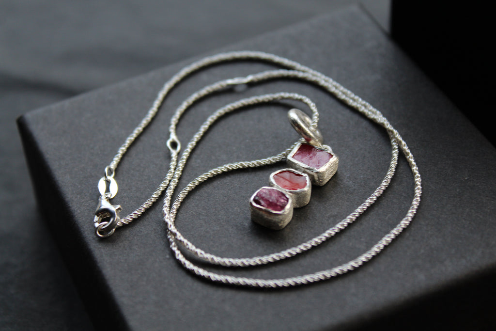 Tourmaline, Ruby and Carnelian Gem Stone Necklace