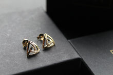 Load image into Gallery viewer, Triangle Cubic Zirconia Knot Earrings
