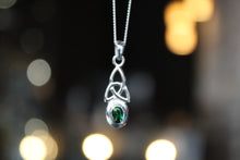 Load image into Gallery viewer, Trinity Knot Oval Emerald Green Necklace

