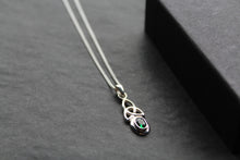 Load image into Gallery viewer, Trinity Knot Oval Emerald Green Necklace
