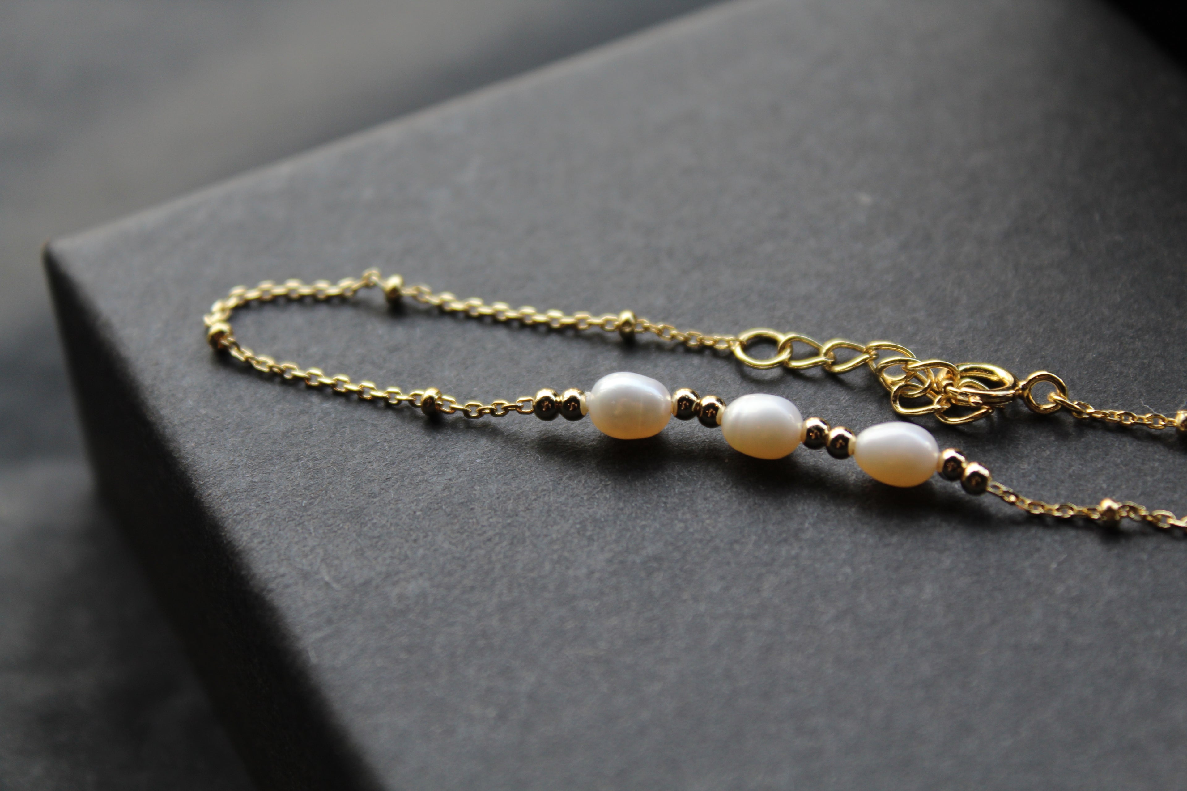 Trio of Freshwater Pearls on Beaded Bracelet