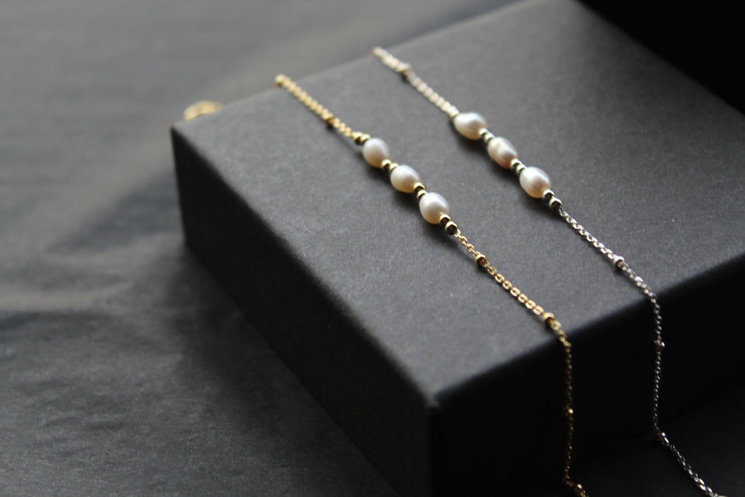 Trio of Freshwater Pearls on Beaded Bracelet