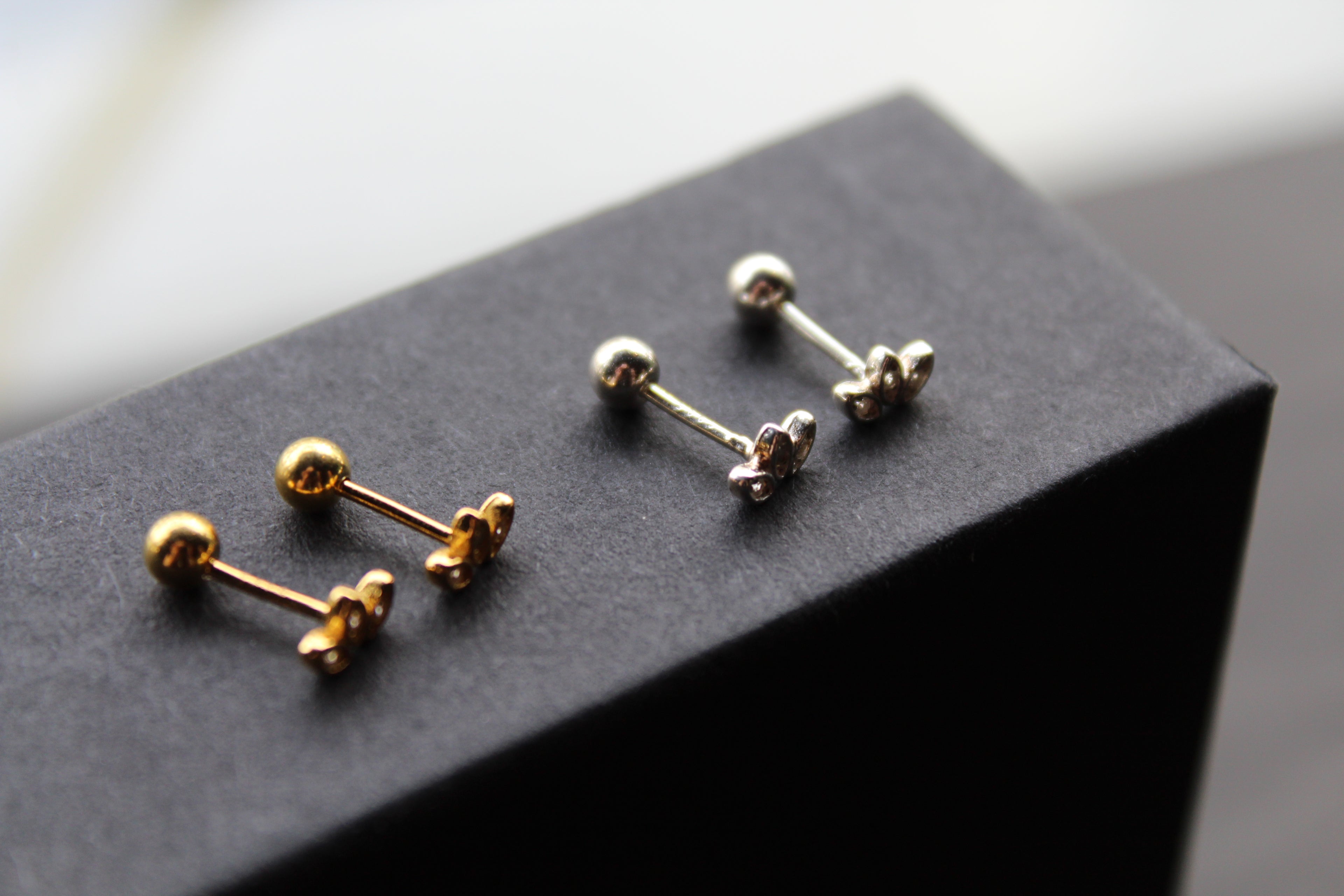Trio of Tiny CZ Petals Labret Threaded Stud