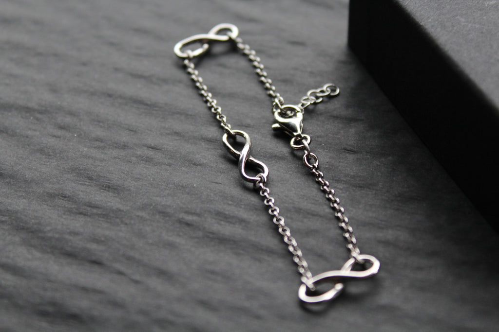 Triple Infinity Symbols Silver Chain Bracelet