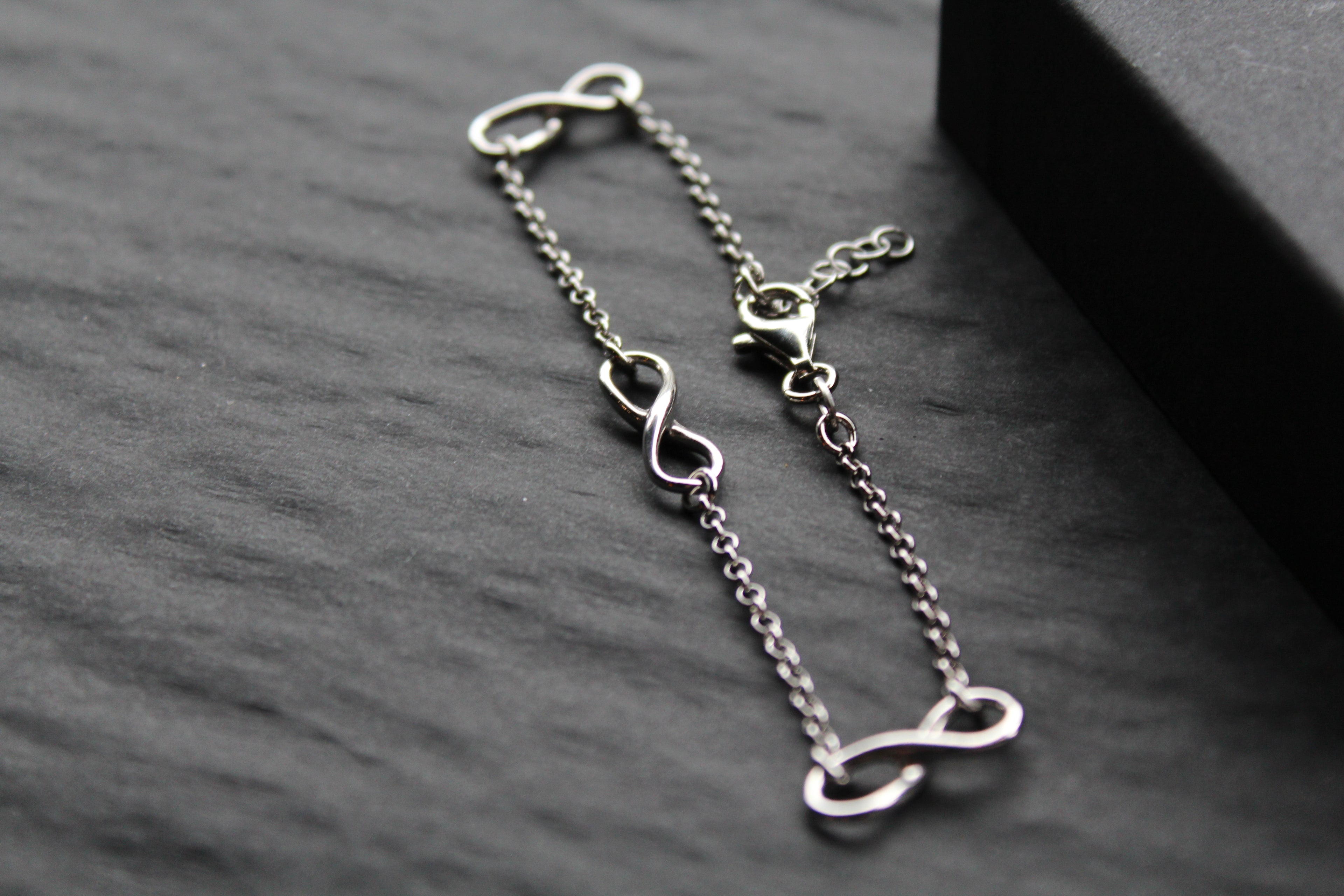Triple Infinity Symbols Silver Chain Bracelet