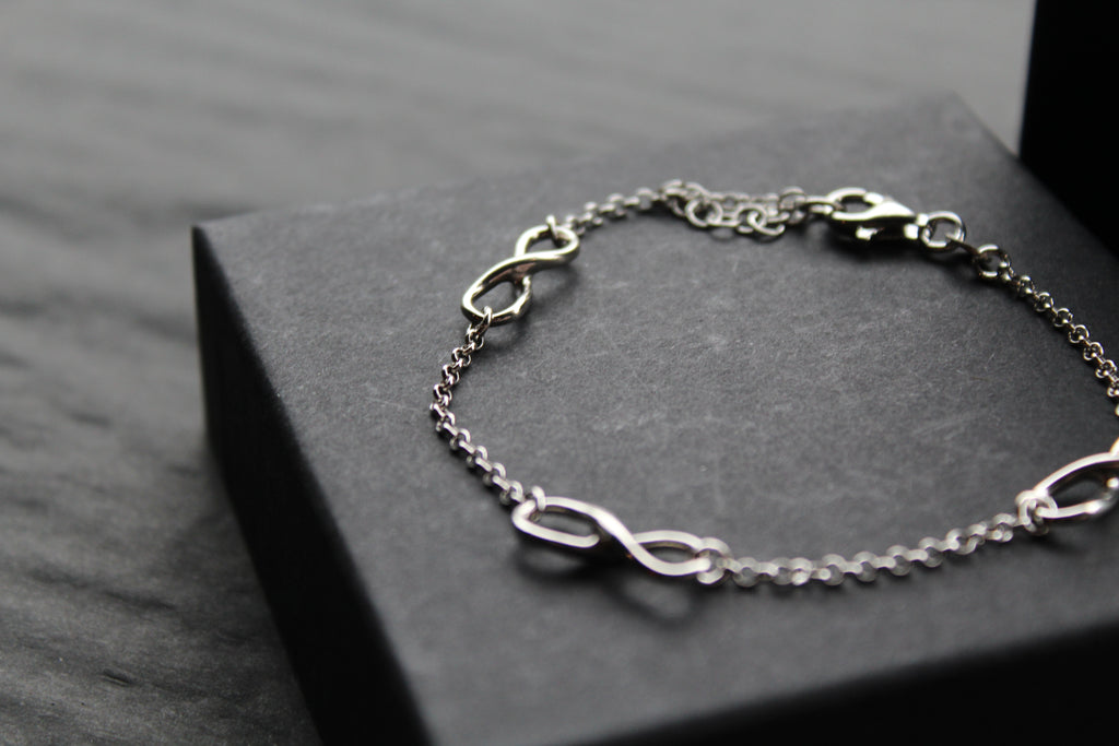 Triple Infinity Symbols Silver Chain Bracelet