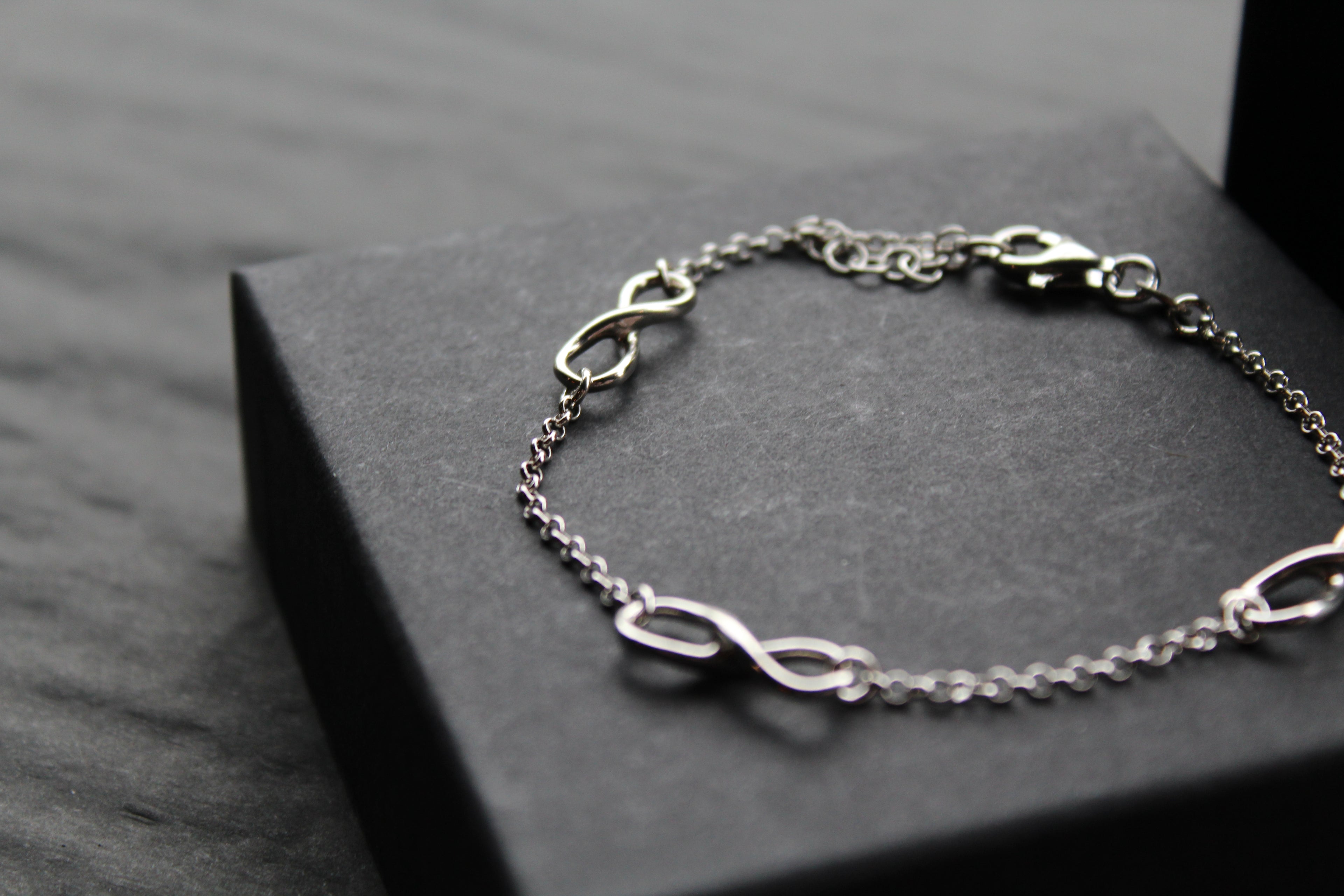 Triple Infinity Symbols Silver Chain Bracelet