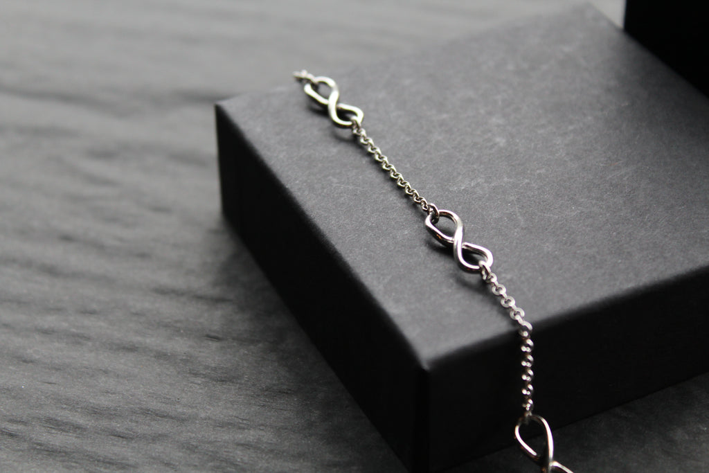 Triple Infinity Symbols Silver Chain Bracelet