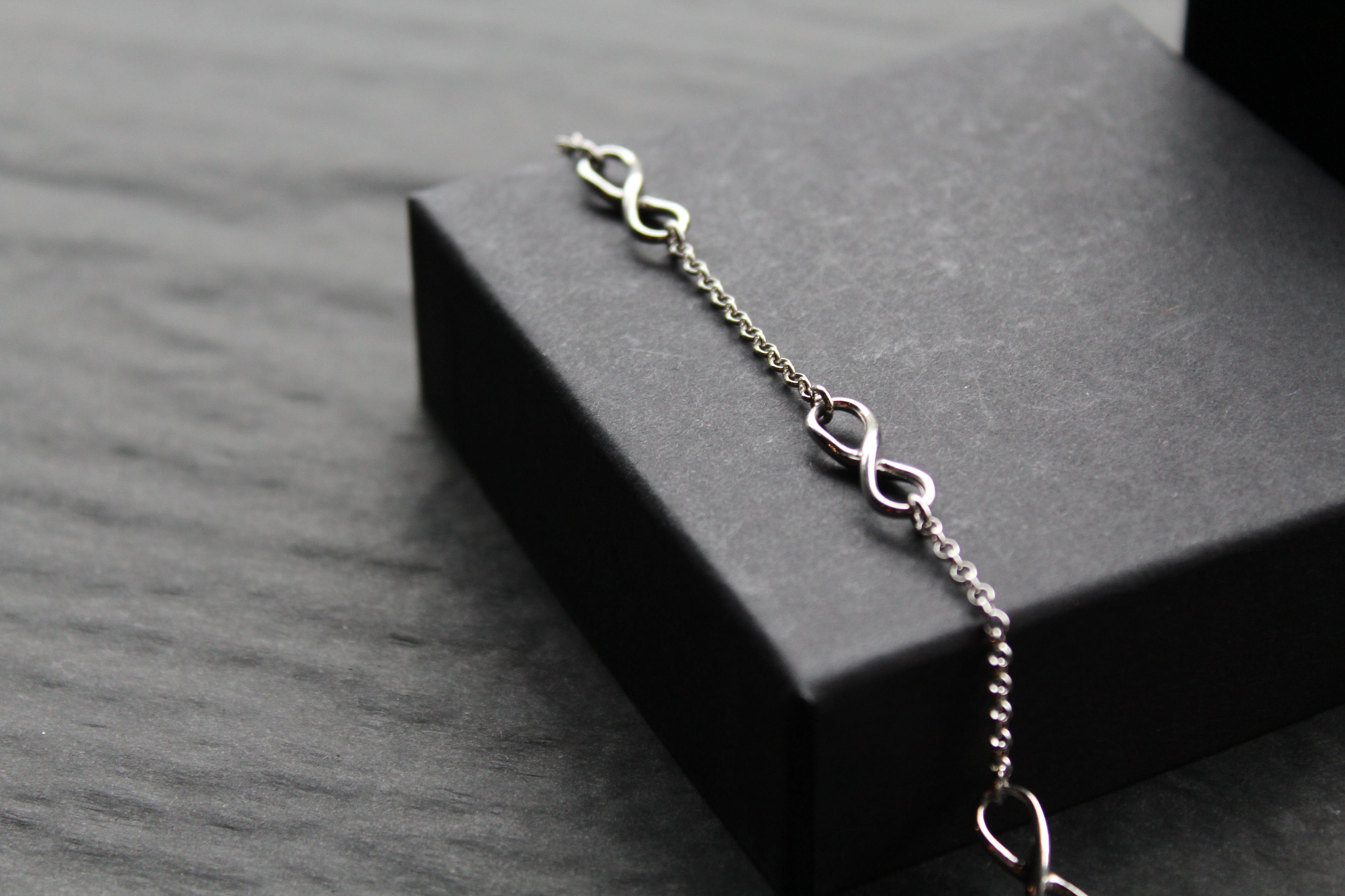 Triple Infinity Symbols Silver Chain Bracelet