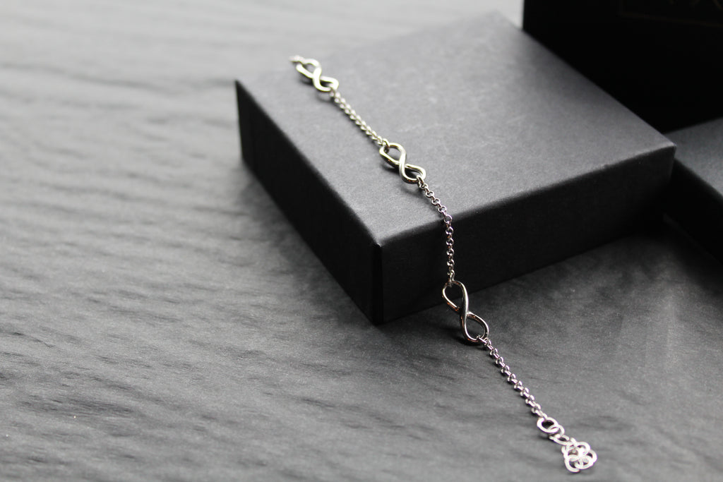 Triple Infinity Symbols Silver Chain Bracelet
