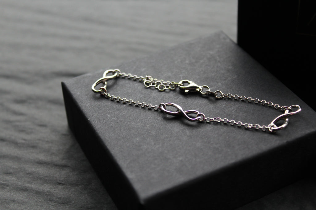 Triple Infinity Symbols Silver Chain Bracelet