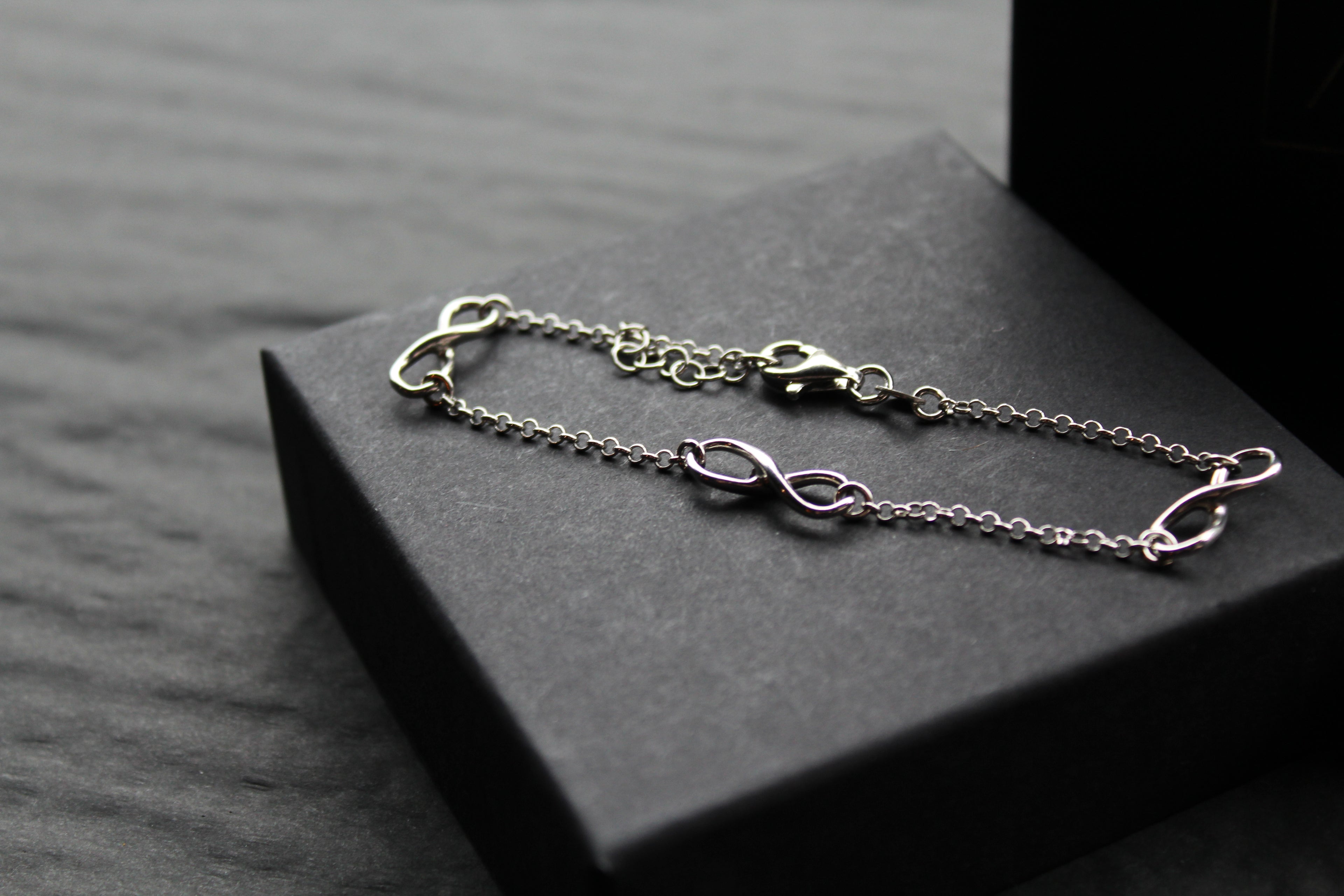 Triple Infinity Symbols Silver Chain Bracelet