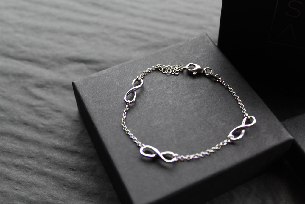 Triple Infinity Symbols Silver Chain Bracelet