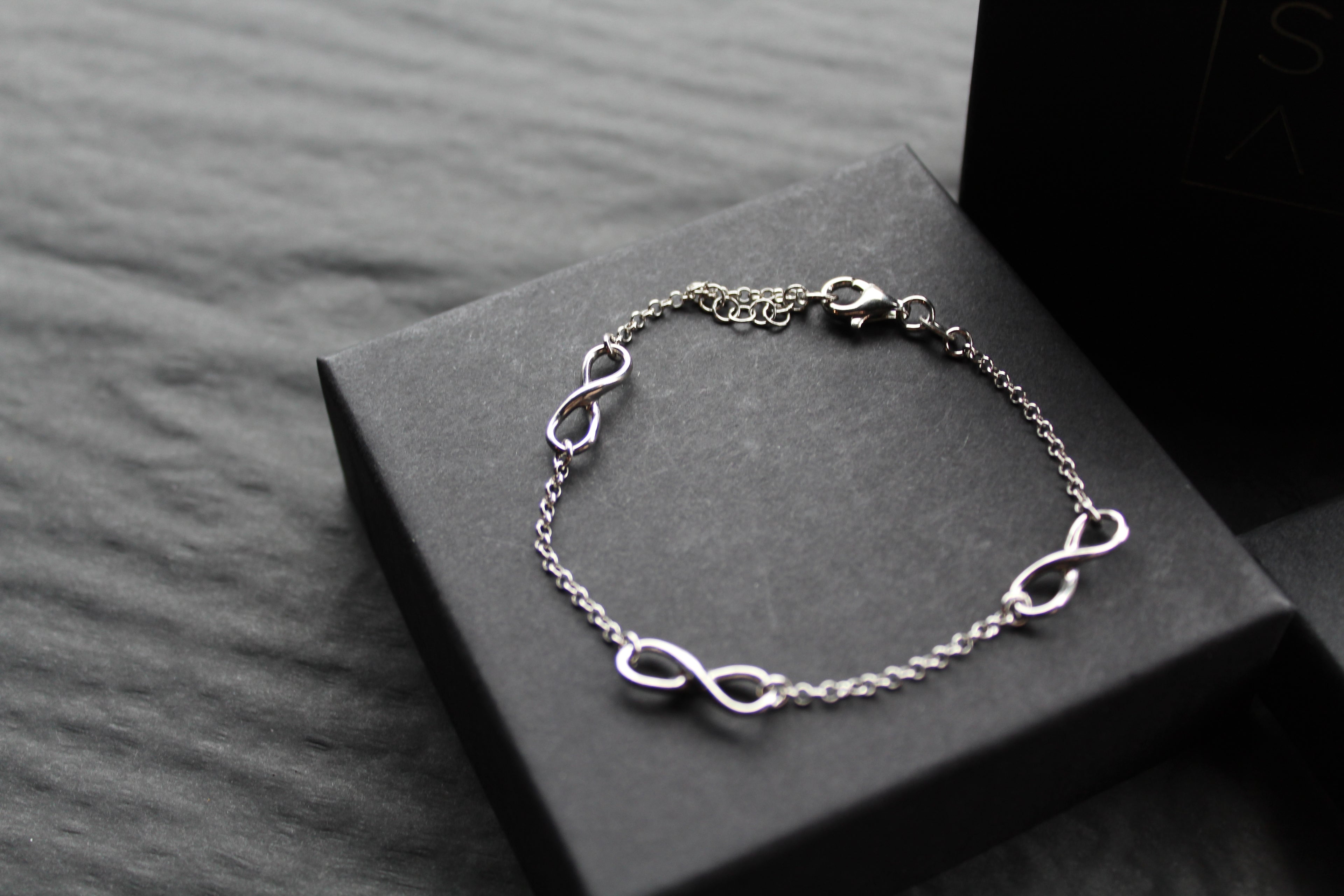 Triple Infinity Symbols Silver Chain Bracelet