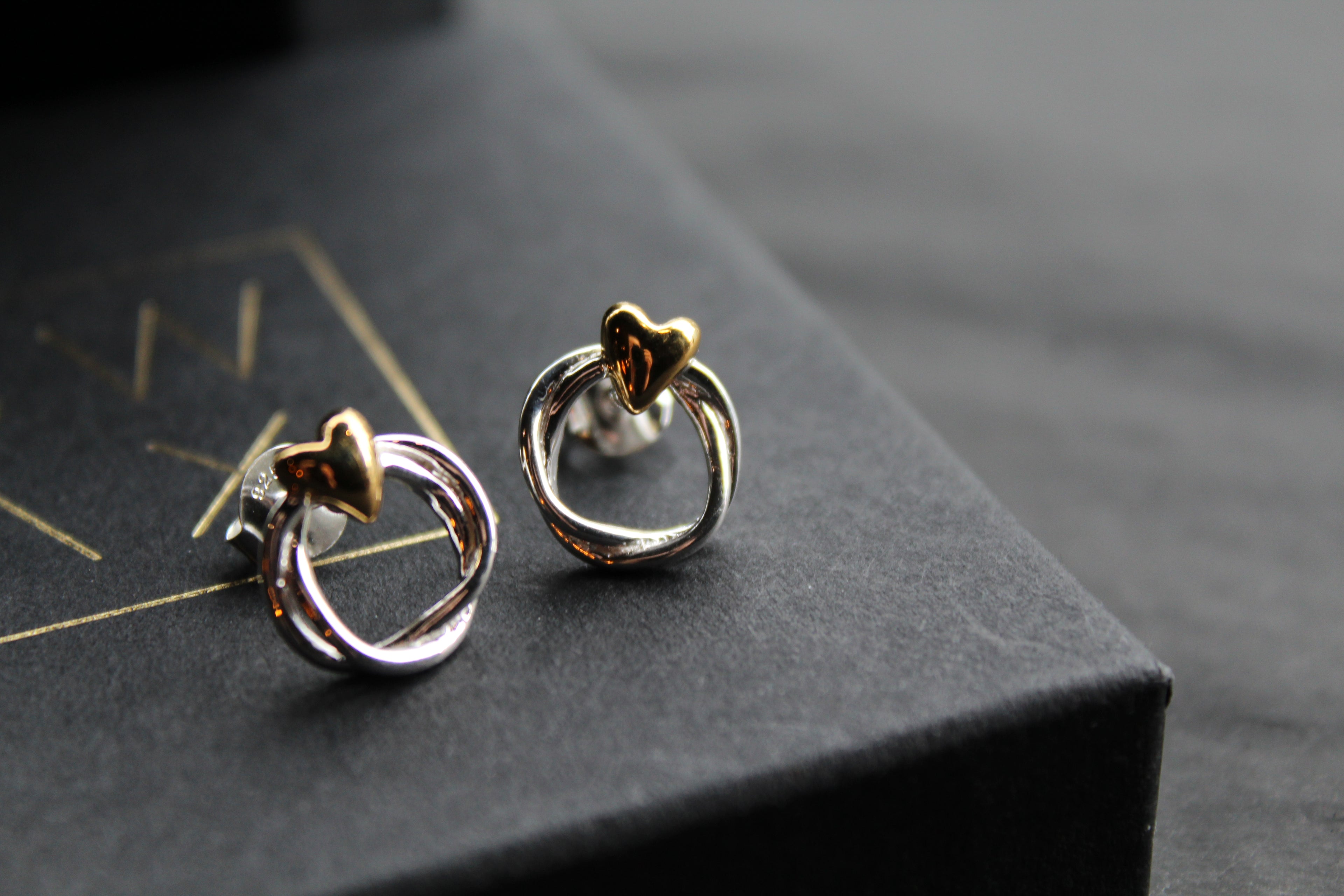 Triple Twist Heart Studs