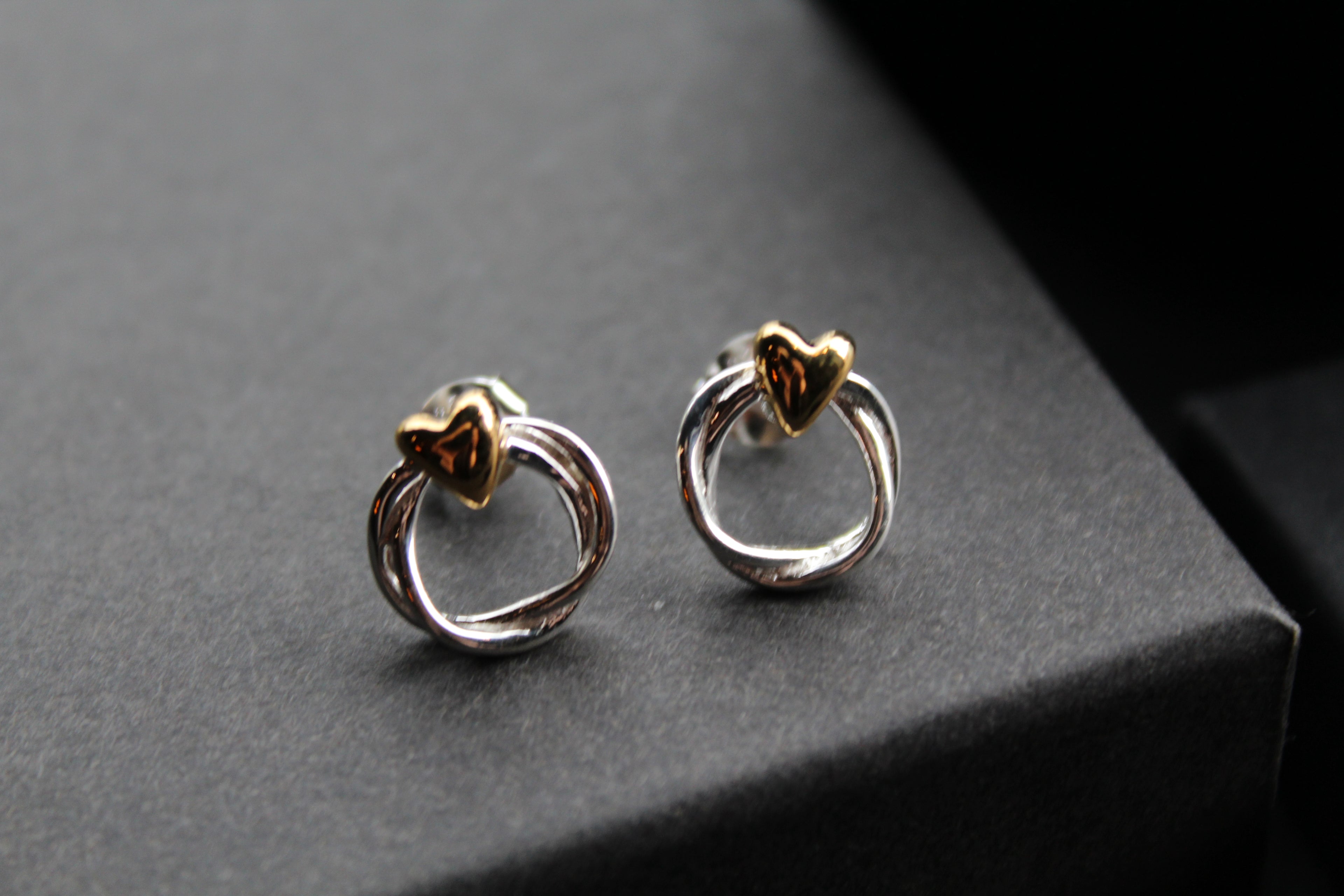 Triple Twist Heart Studs