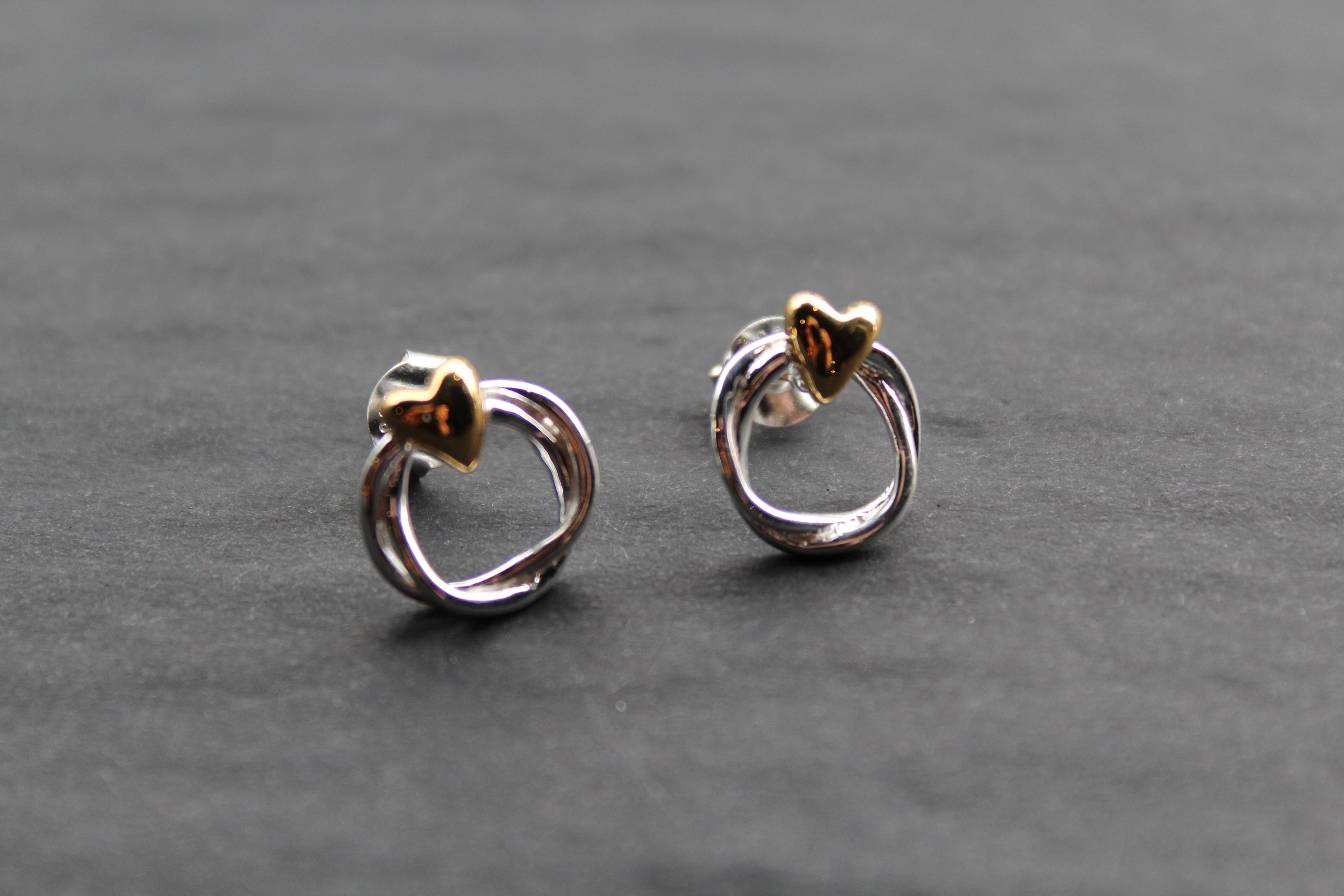 Triple Twist Heart Studs