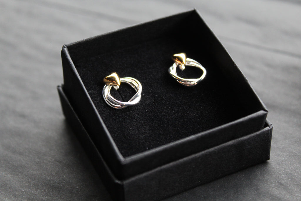 Triple Twist Heart Studs