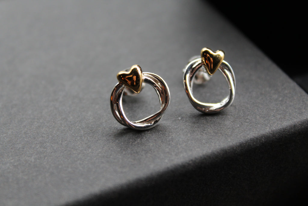 Triple Twist Heart Studs