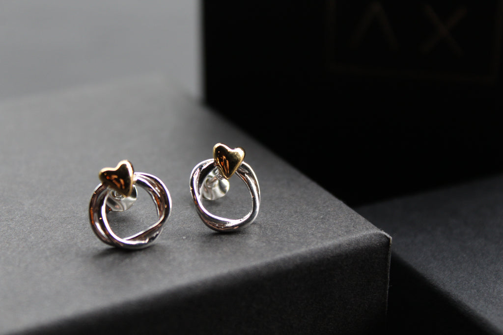 Triple Twist Heart Studs
