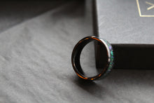 Load image into Gallery viewer, Tungsten Carbide Ring with Blue, Green &amp; Black Stones
