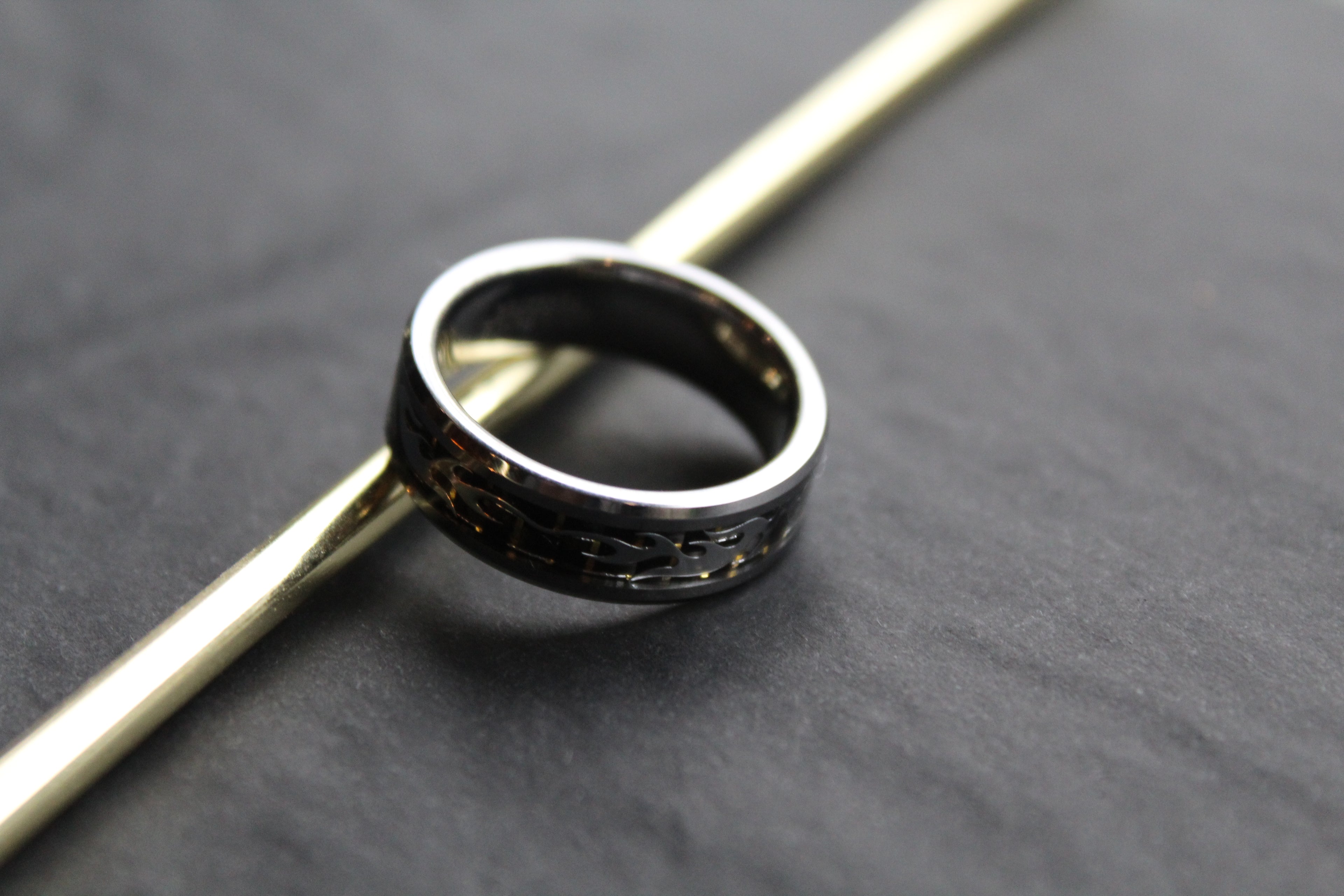 Tungsten Carbide Ring with Wave Design Carbon Fibre