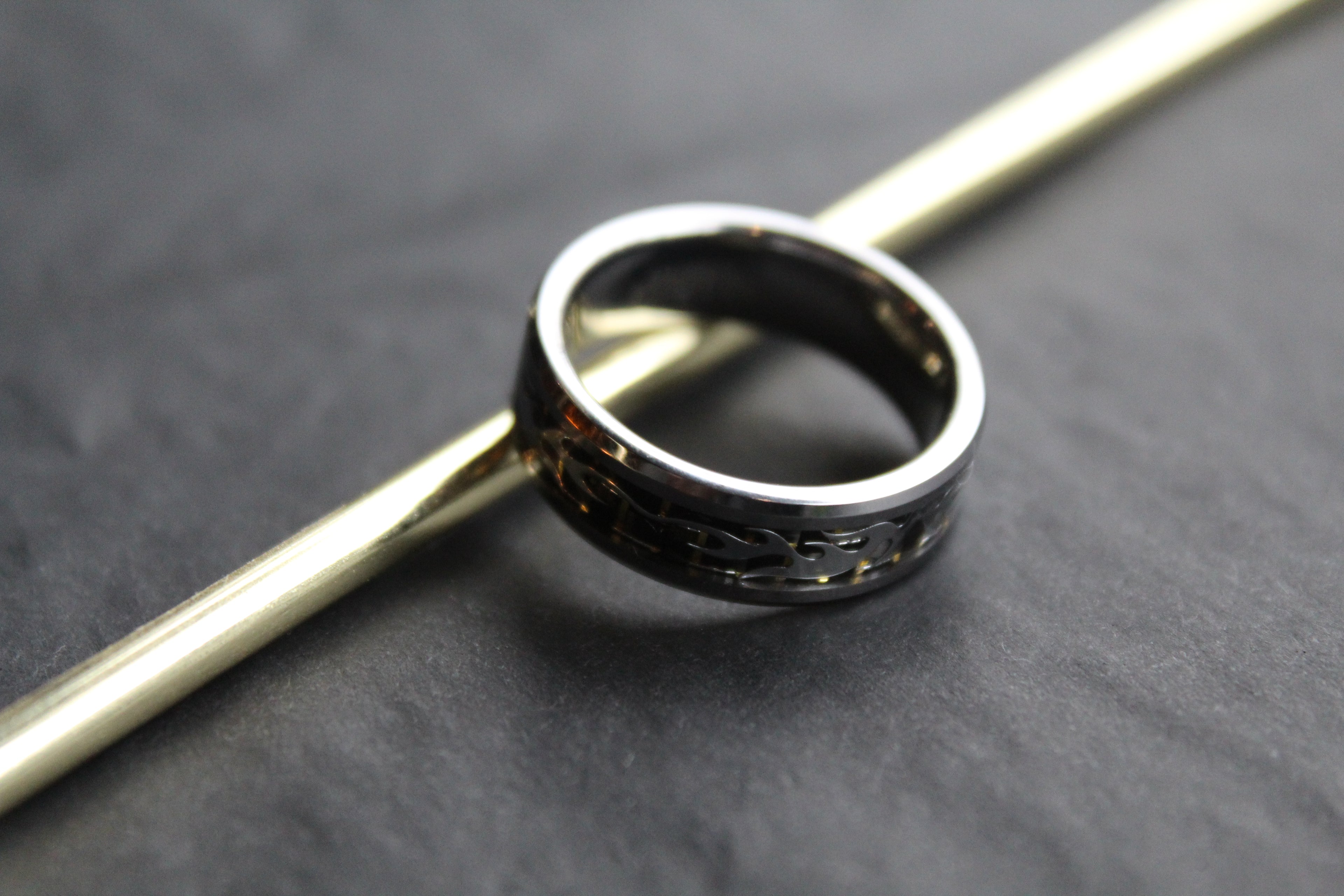 Tungsten Carbide Ring with Wave Design Carbon Fibre