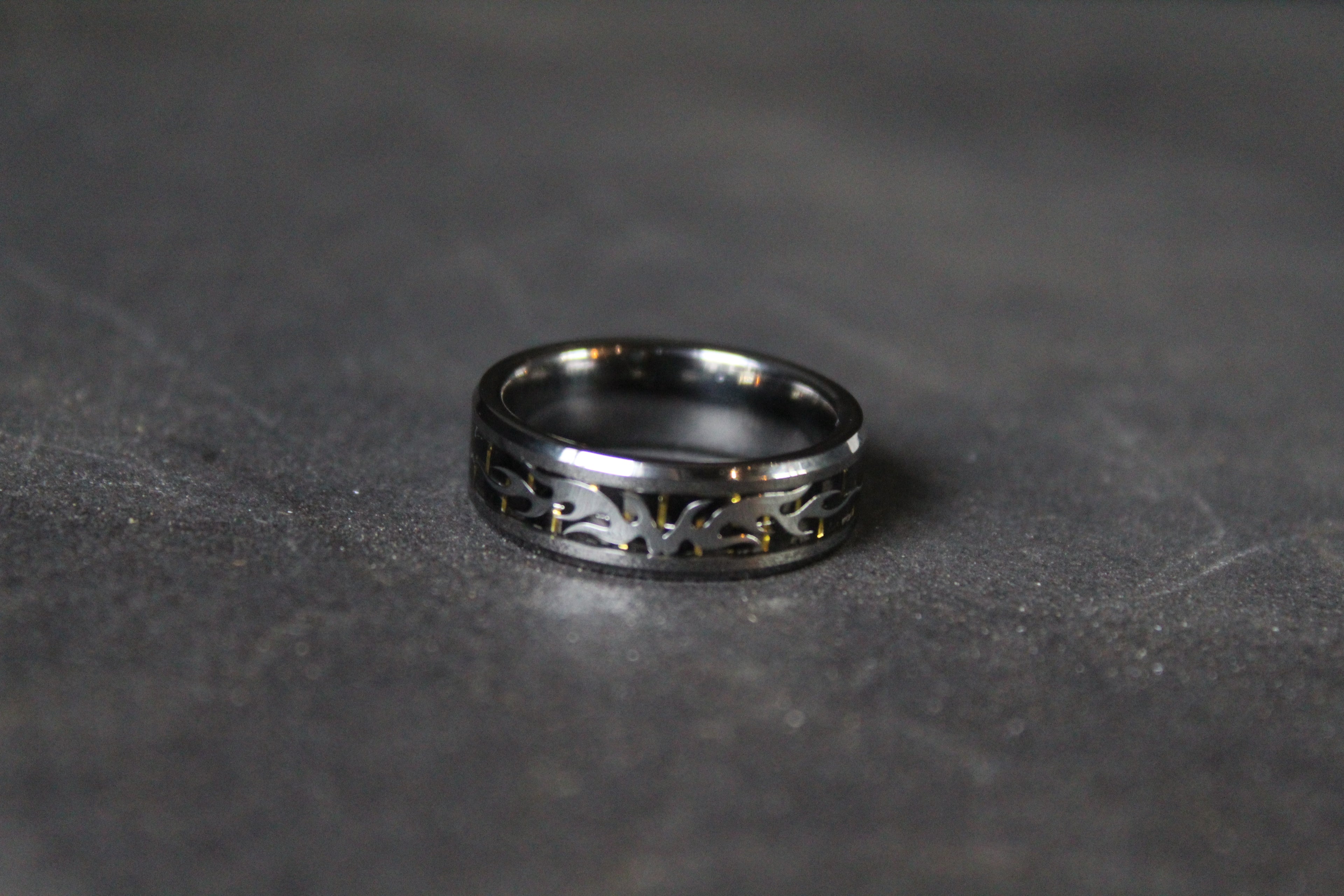 Tungsten Carbide Ring with Wave Design Carbon Fibre